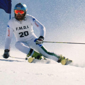 Dr. Pizzini competing in alpine ski racing — 2019 NASTAR national champion
